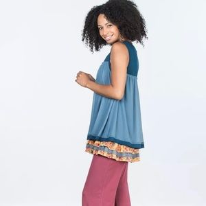 Matilda Jane School Spirit Layered Tank Tunic Blue Size Small